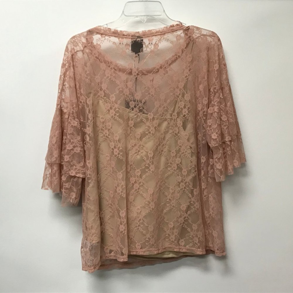 NWT Nordstrom Bobeau Sheer Lace Overlay Blouse Top - Picture 3 of 3